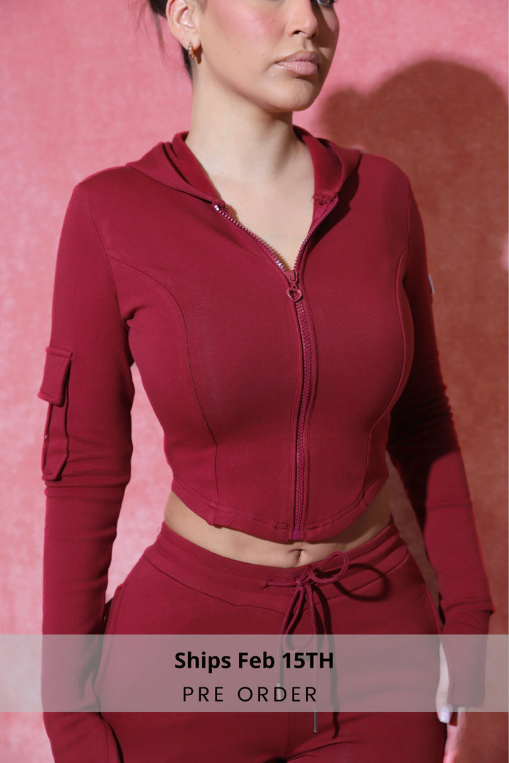 Ella Corset Hoodie - Burgandy