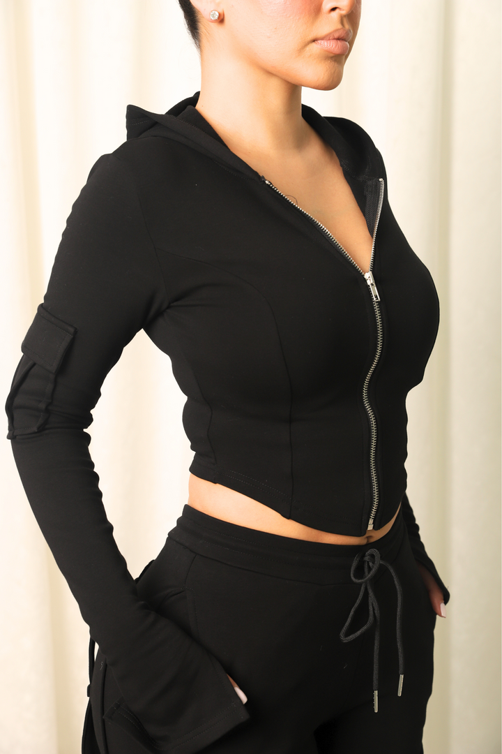 Ella Corset Hoodie- Black