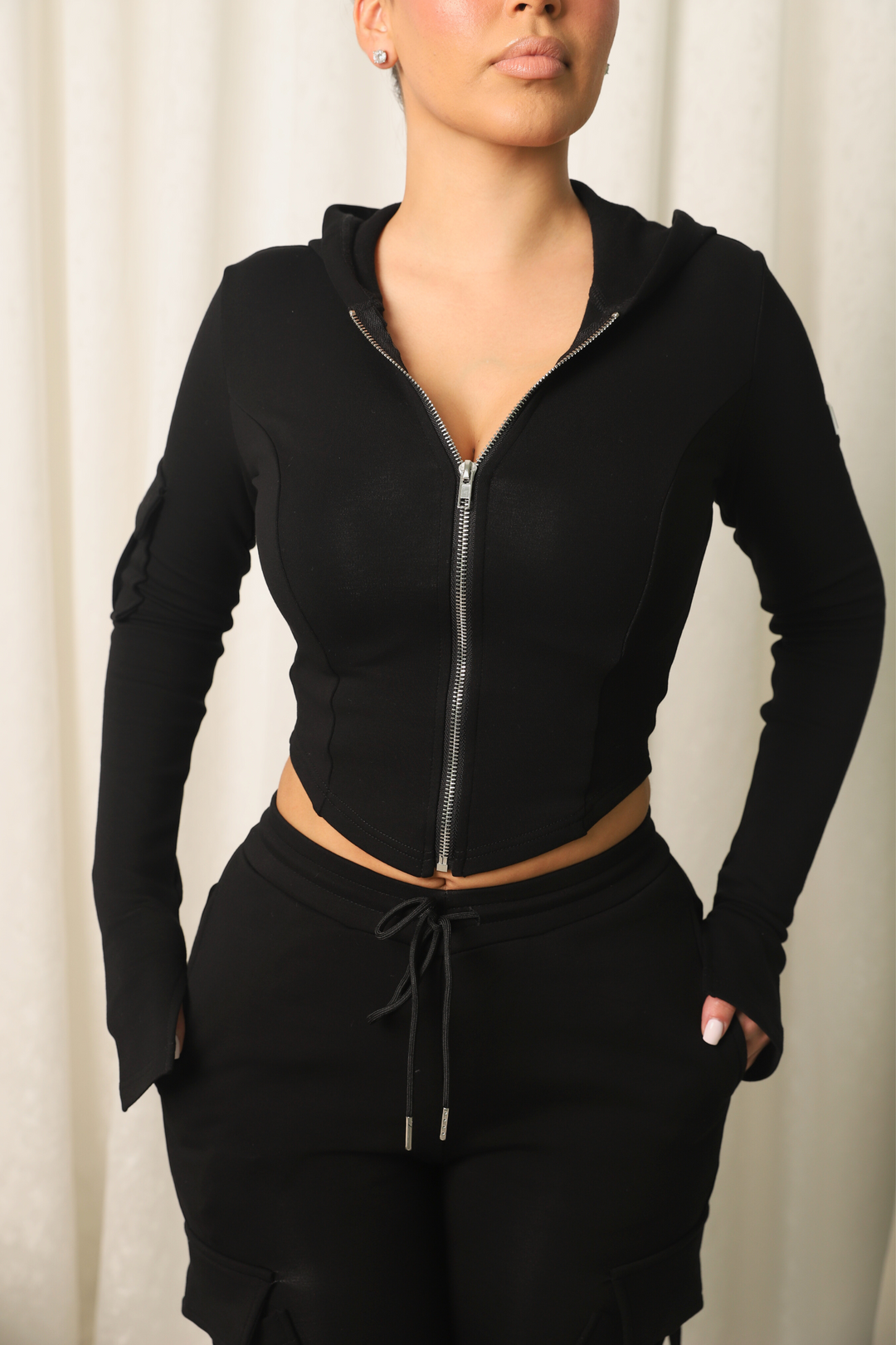 Ella Corset Hoodie- Black