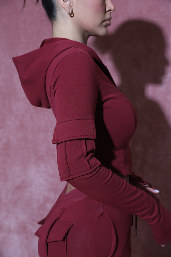 Ella Corset Hoodie - Burgandy